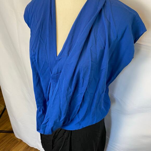 Diane Von Furstenberg Women's Reara Colorblock Silk Dress Size 10 Blue and Black - Picture 3 of 12